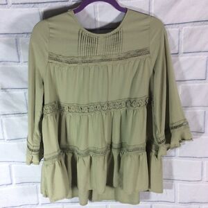 seven forty two tunic shirt Green 3/4 sleeve SZ M